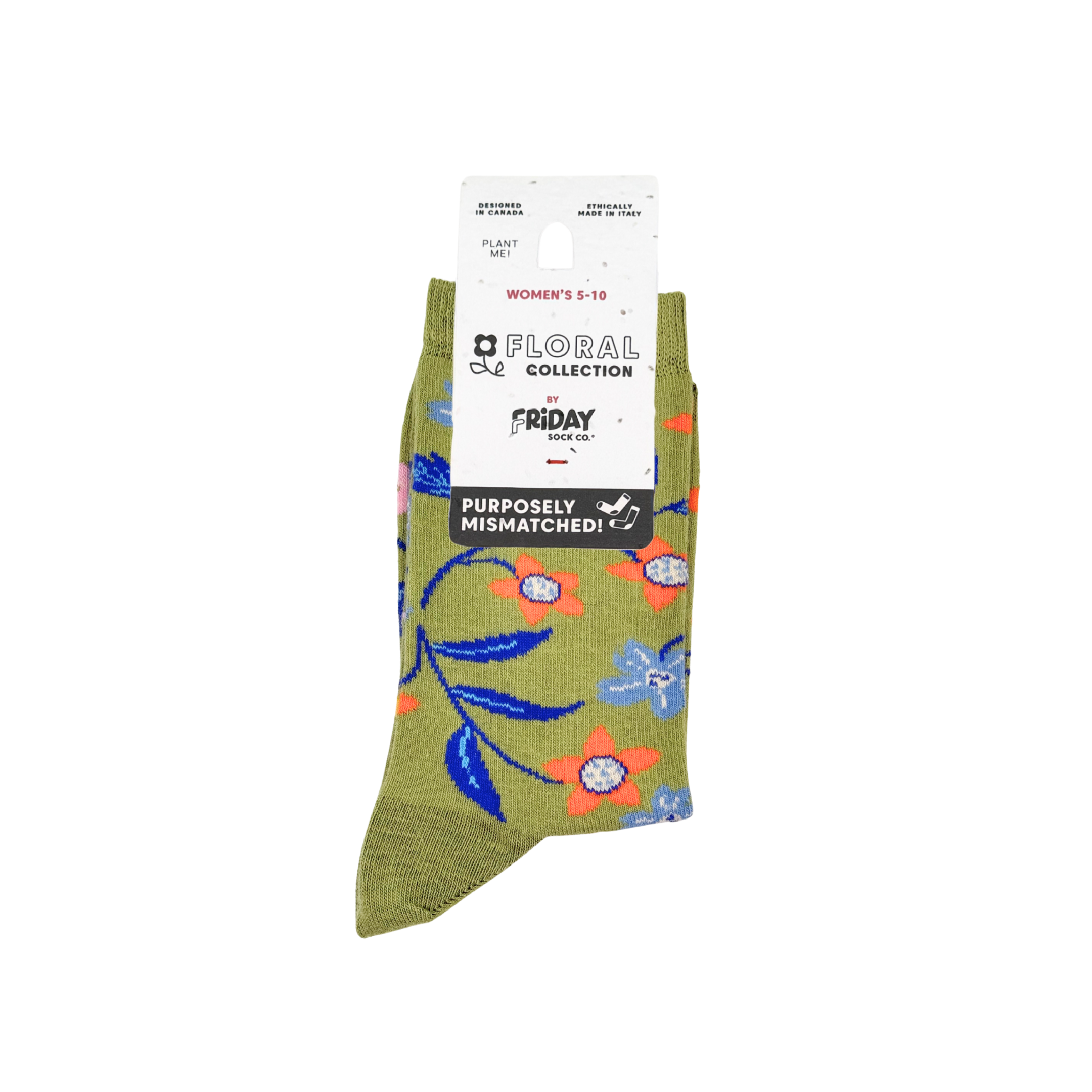 Friday Sock Co. - Chaussettes dépareillées pour femmes avec motif de vigne florale - Cadeau floral
