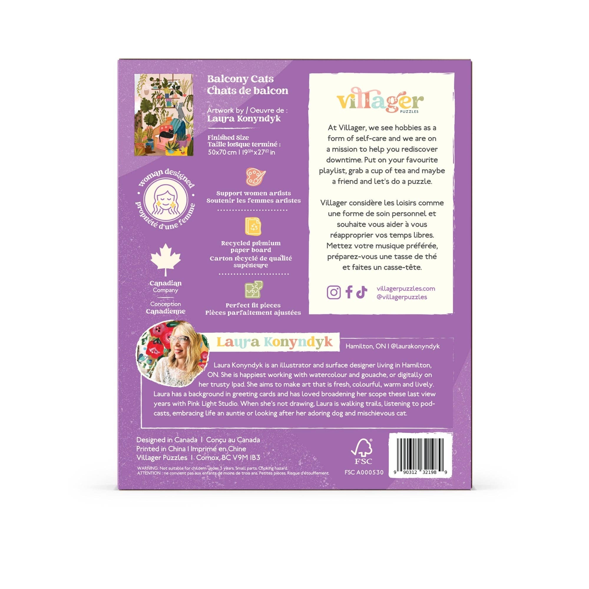 Villager Puzzles - Chats de Balcon | Puzzle de 1000 pièces pour adultes | Conçu au Canada par Laura Konyndyk