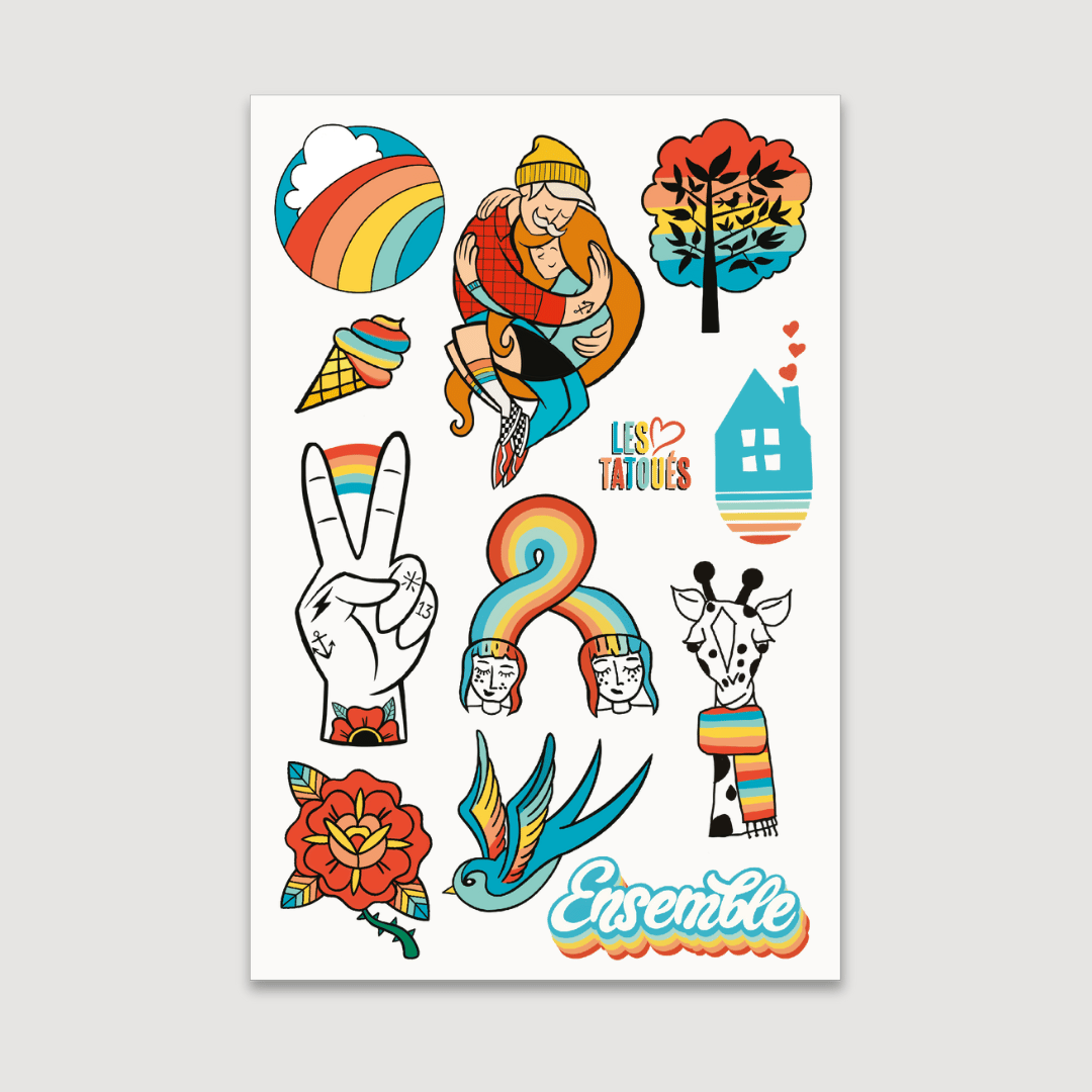 tatouages temporaires arc-en-ciel