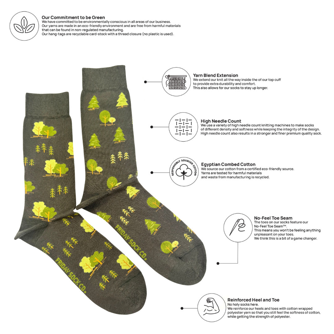 Friday Sock Co. - Chaussettes dépareillées pour hommes Trees This Did Good, les chaussettes redonnent