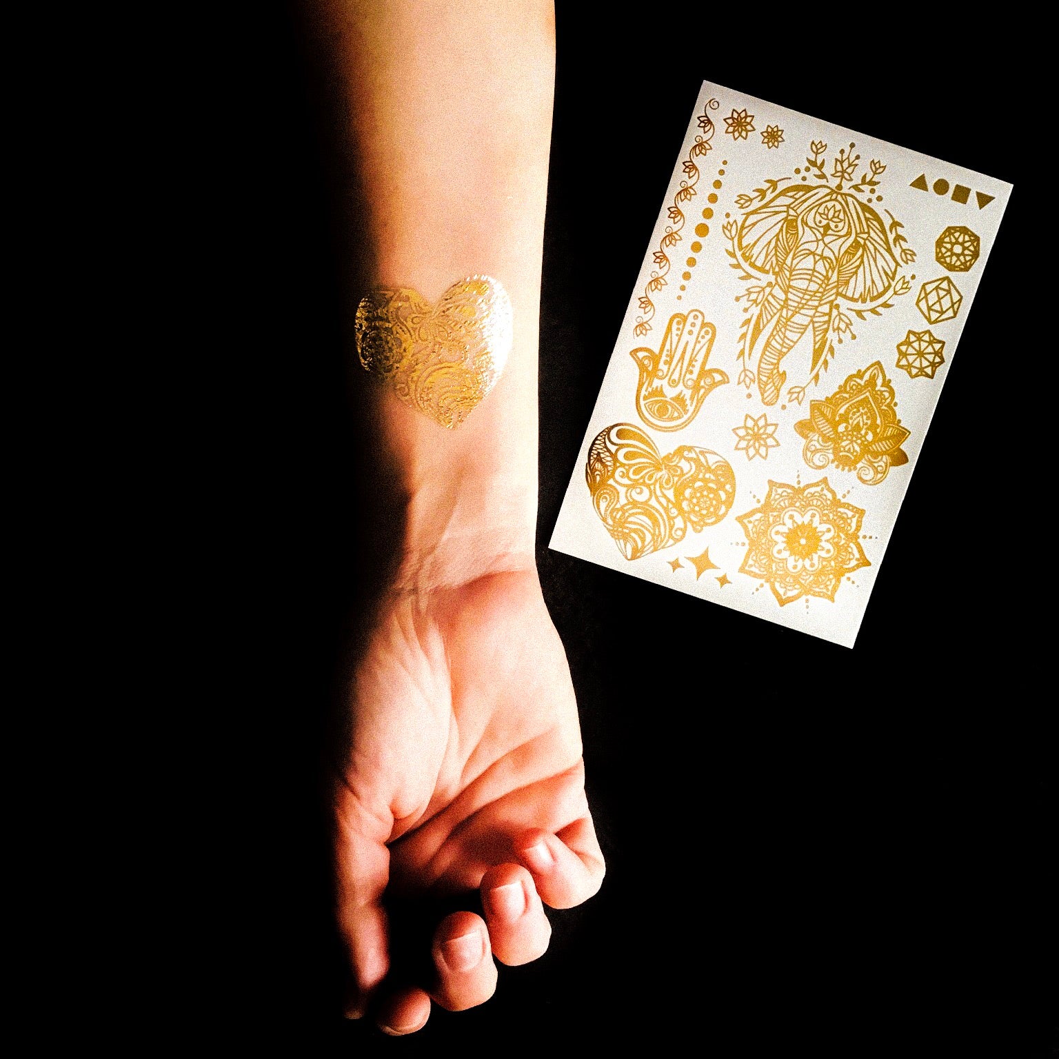 tatouages temporaire doré métalique