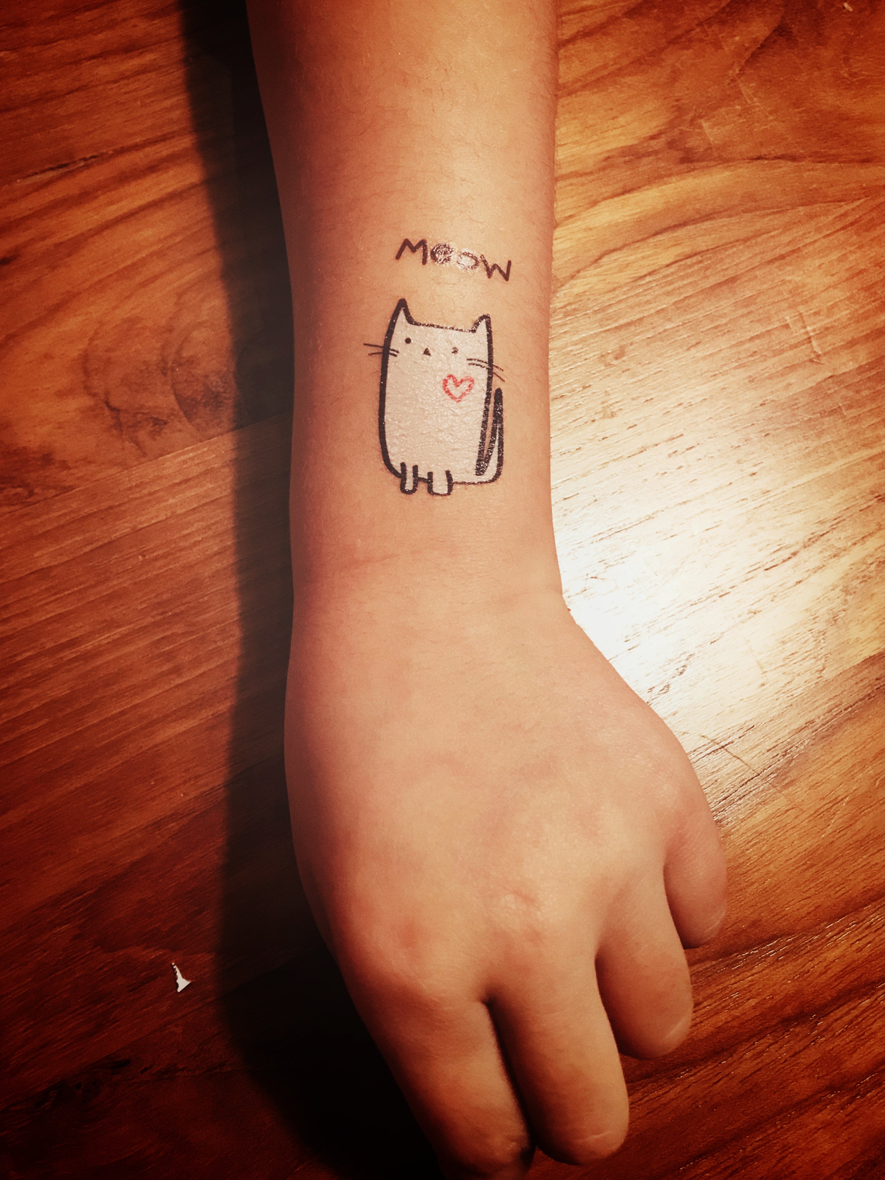 meow cat kids tattoo